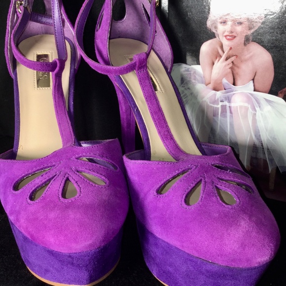 Guess purple suede size 6 stilletos - Picture 2 of 7